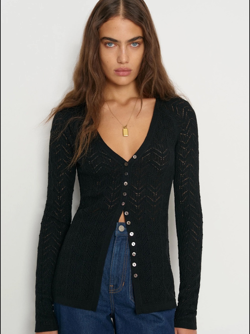 Reformation Sutton Regenerative Merino Open Knit Sweater
